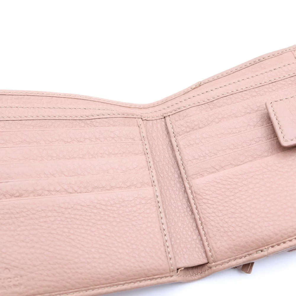 GUCCI Bamboo Leather Compact Bi fold Wallet Beige - Picture 5 of 5